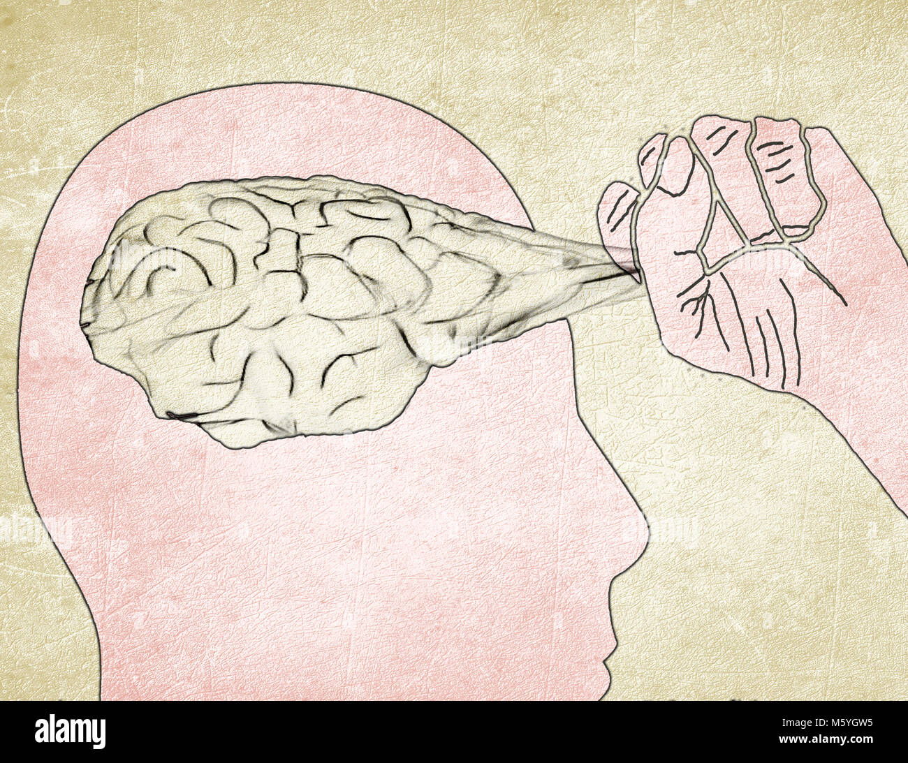 Tirez sur l'homme illustration numérique du cerveau Banque D'Images