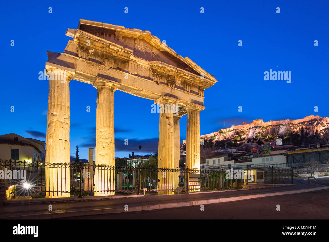 Gate d'Athéna Archegetis à Athènes, Grèce Banque D'Images