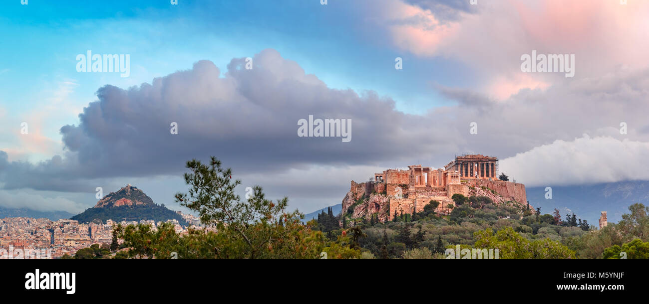 La colline de l'Acropole et le Parthénon à Athènes, Grèce Banque D'Images