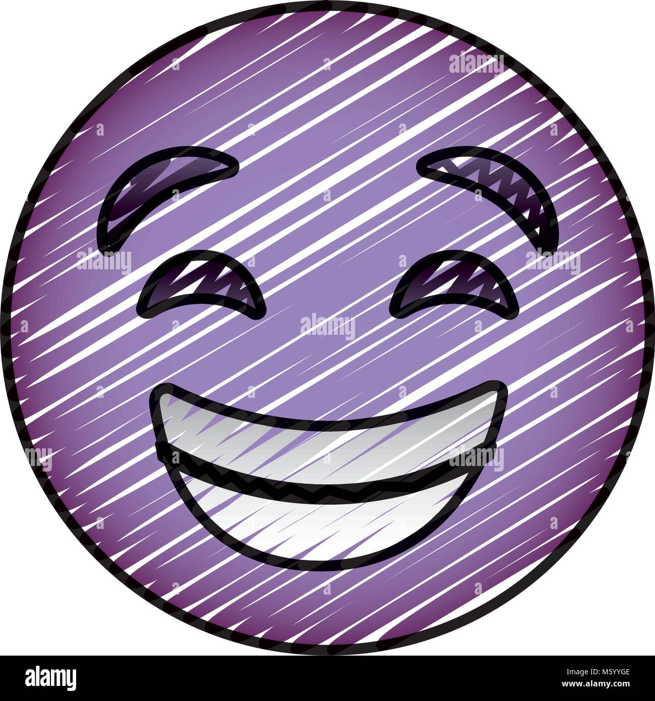 Dessin animé emoticon violet smiling happy face Image Vectorielle Stock ...