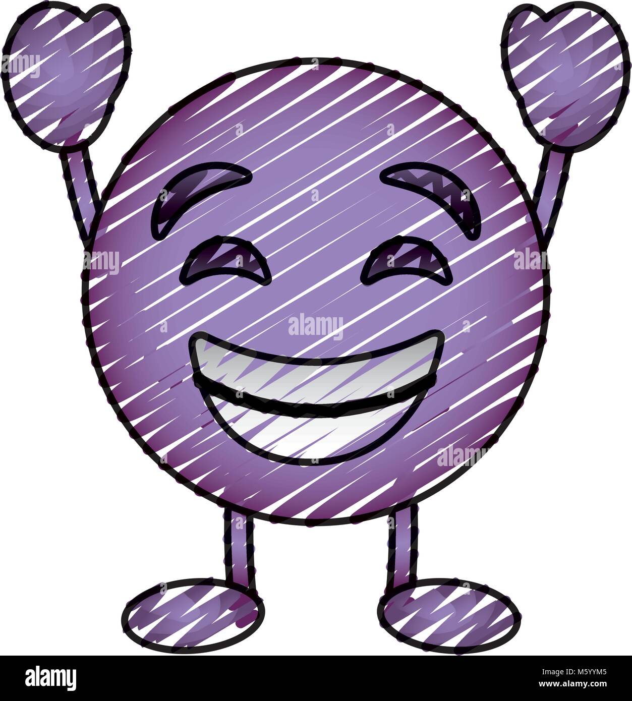 Dessin animé emoticon violet caractère smiling happy face Image ...