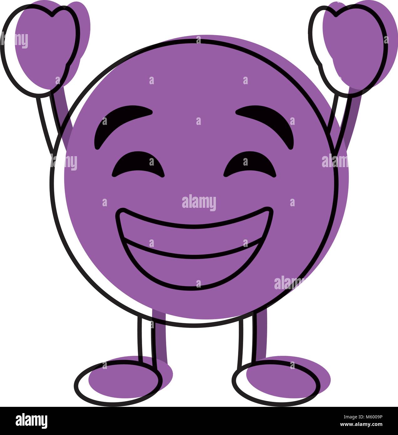 Dessin animé emoticon violet caractère smiling happy face Image ...