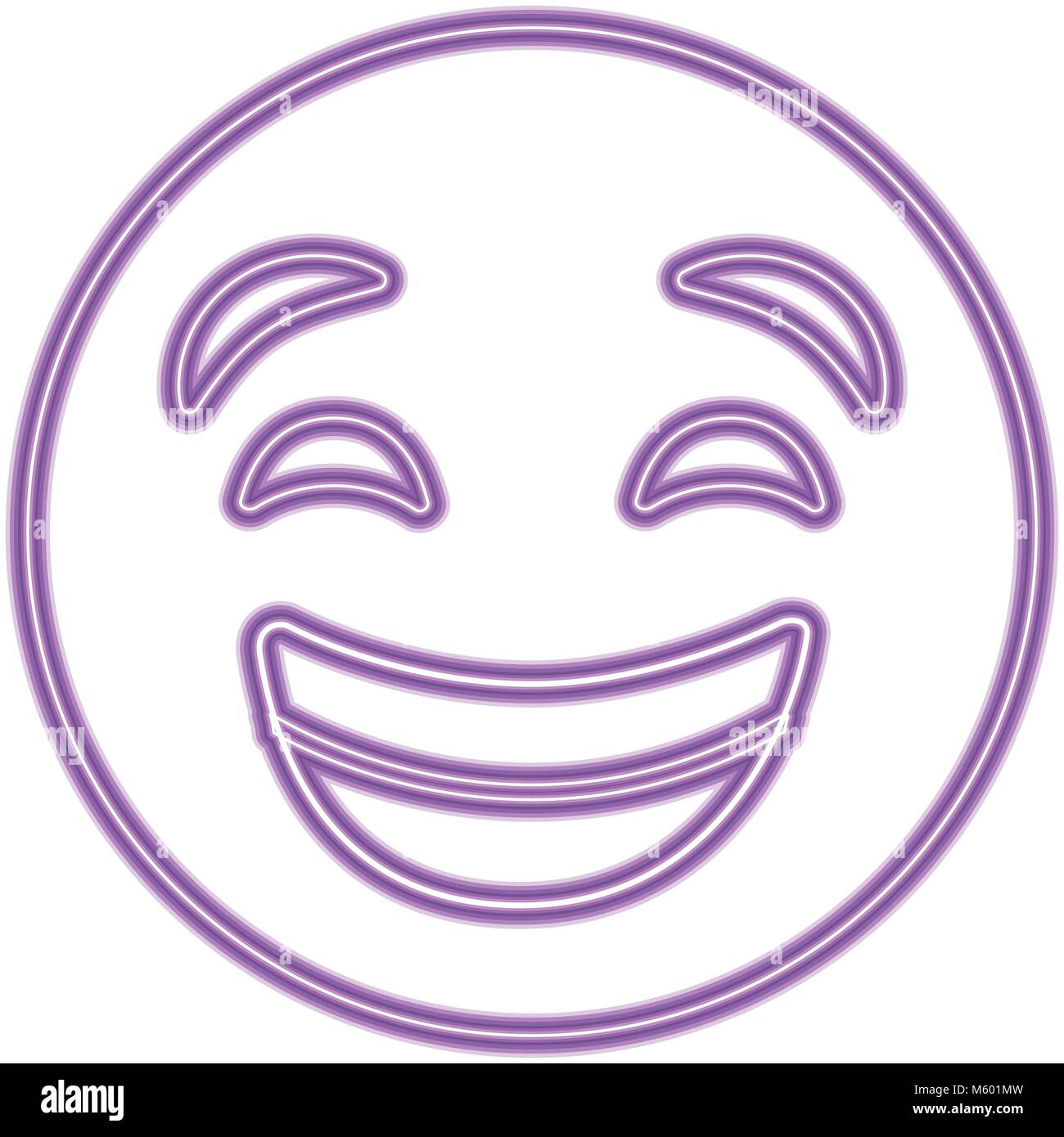 Dessin animé emoticon violet smiling happy face Image Vectorielle Stock ...