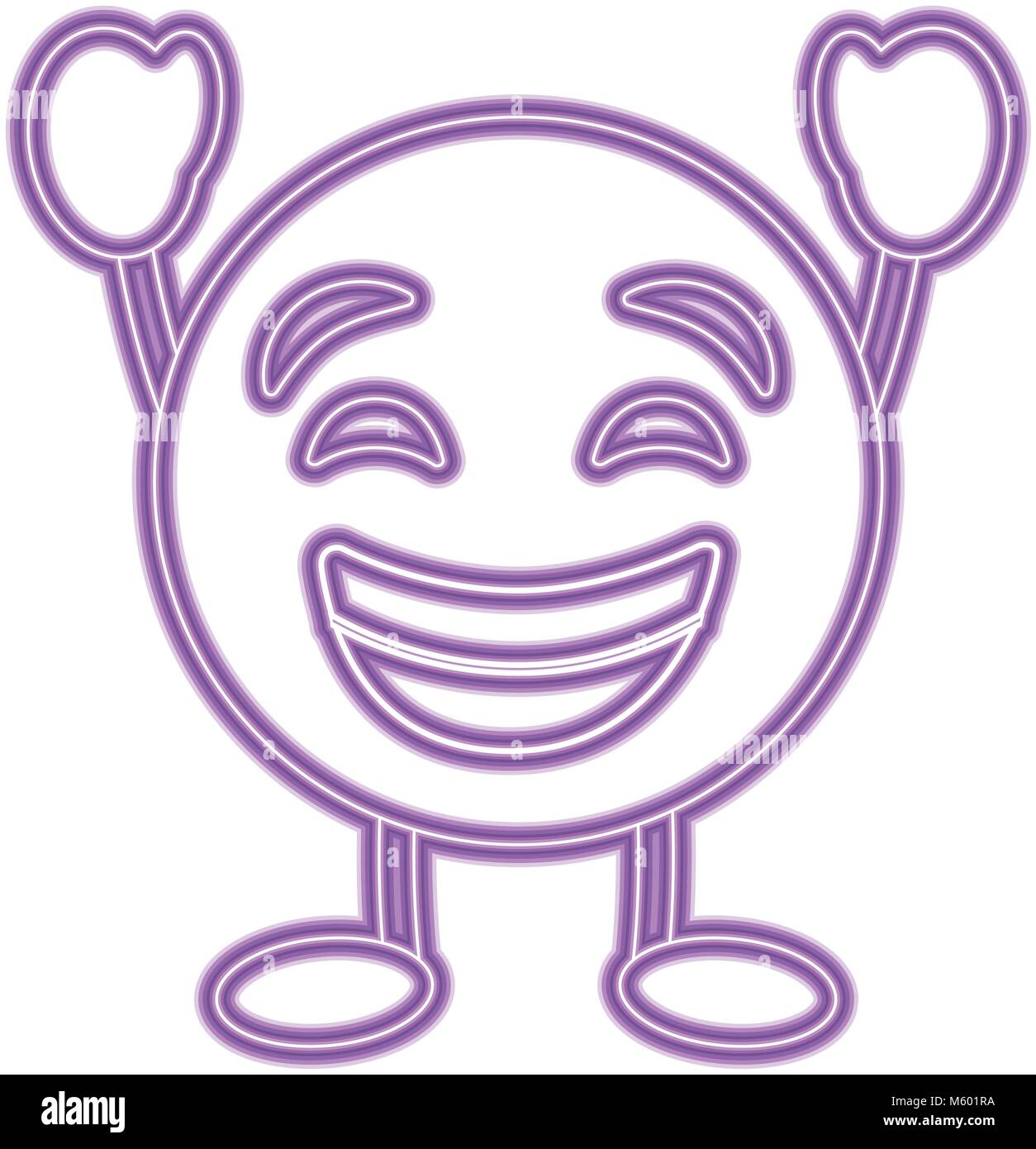 Dessin animé emoticon violet caractère smiling happy face Image ...