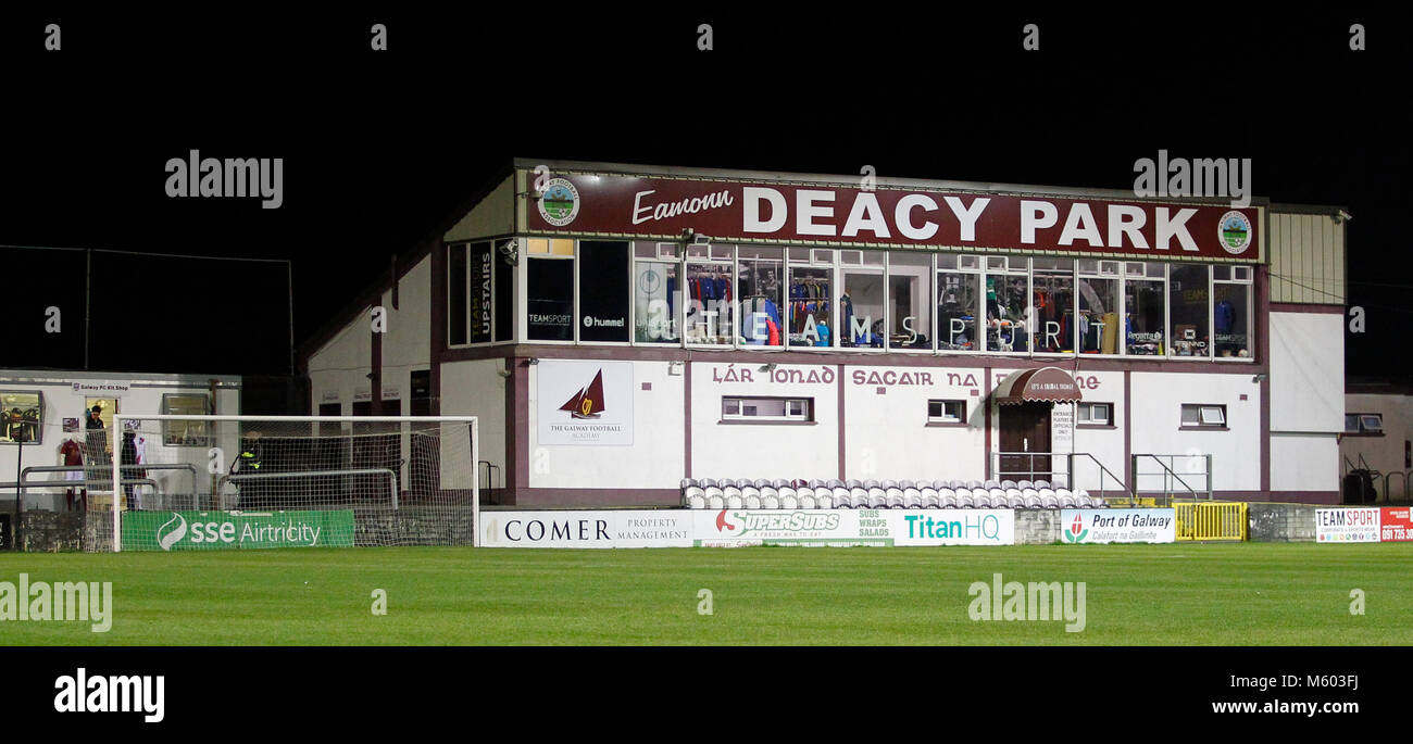 Vue générale d'Eamonn Deacy Park, domicile de l'équipe de la Ligue d'Irlande Galway United Banque D'Images