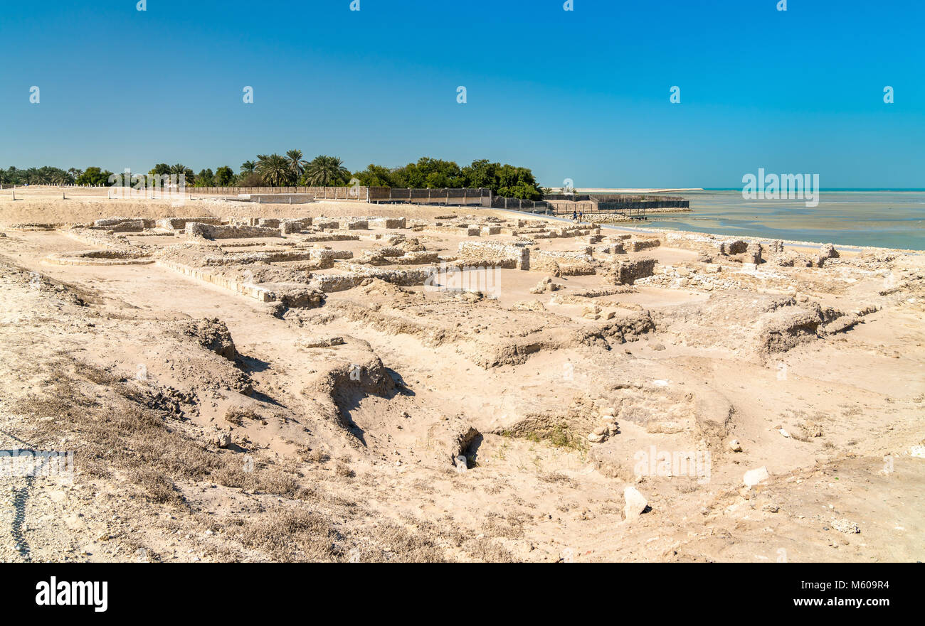 Ruines antiques au Fort de Bahreïn. Site du patrimoine mondial de l'UNESCO Banque D'Images