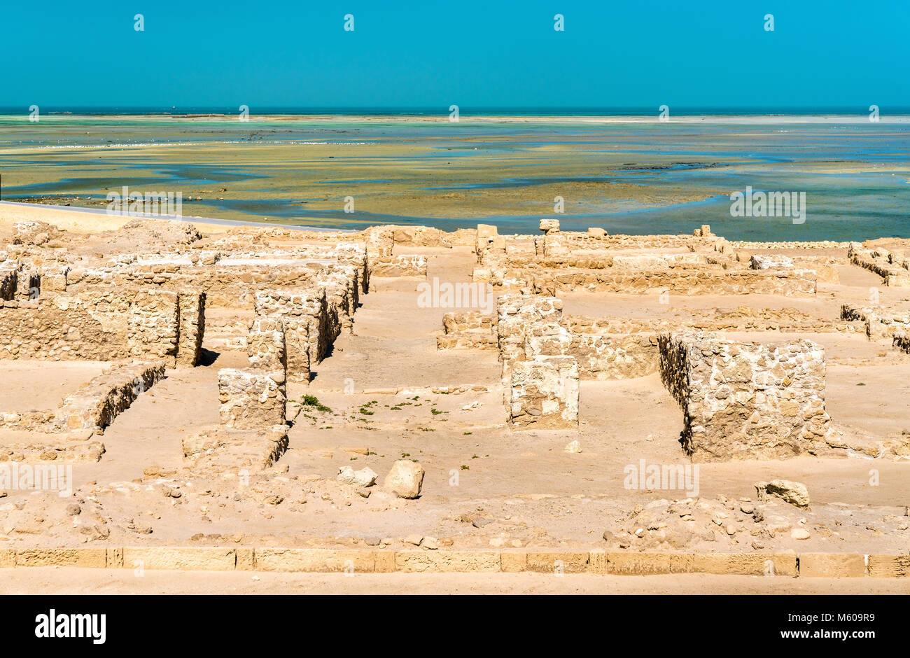 Ruines antiques au Fort de Bahreïn. Site du patrimoine mondial de l'UNESCO Banque D'Images