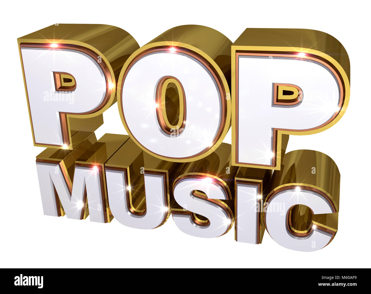 La musique pop d'or logo - illustration 3d Banque D'Images
