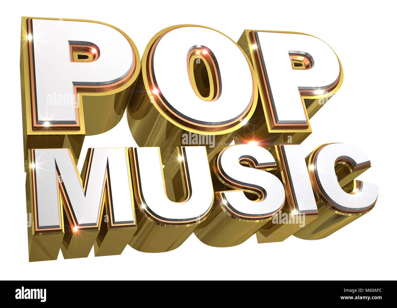 La musique pop d'or logo - illustration 3d Banque D'Images