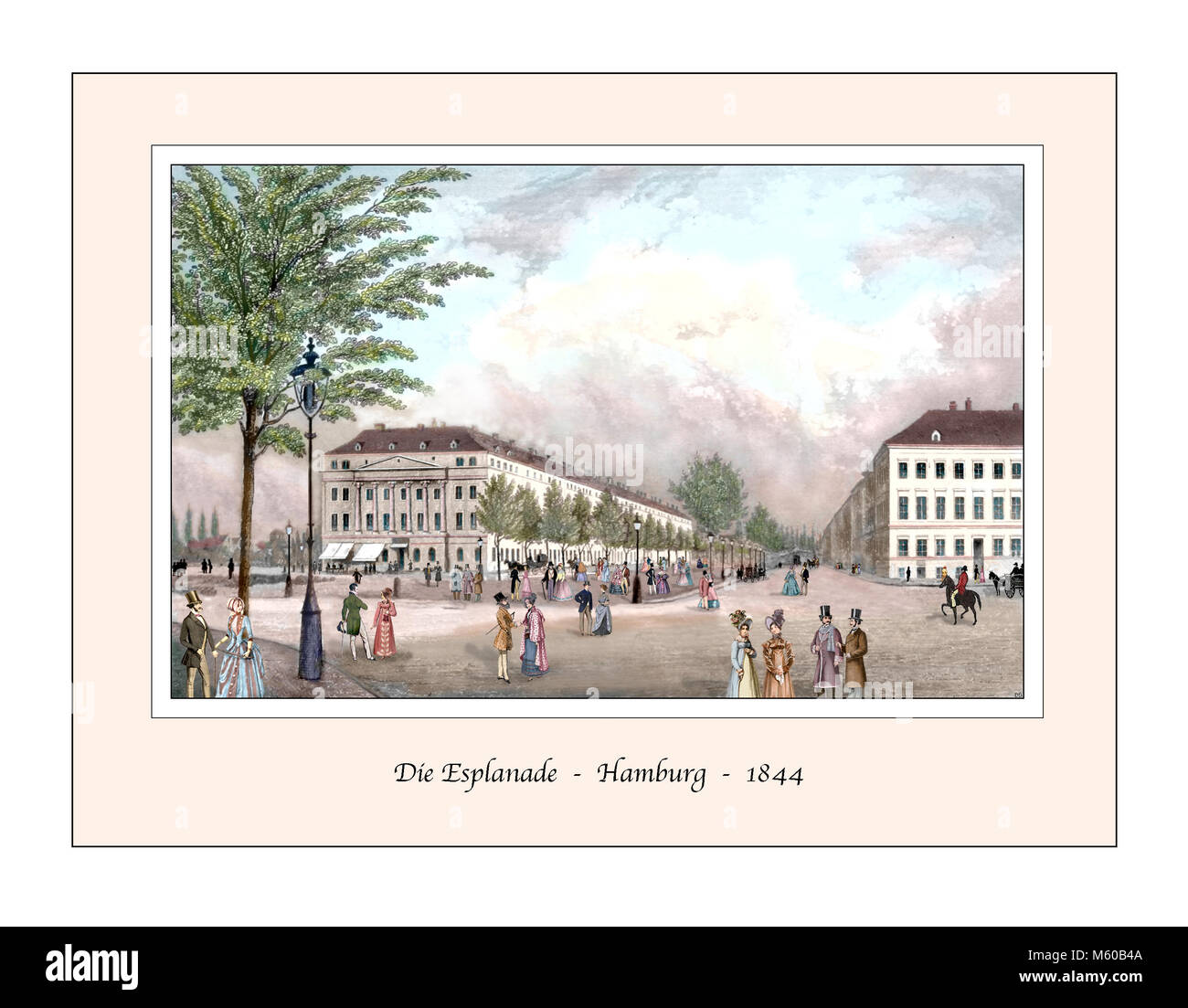 Esplanade Hambourg design original à partir d'une gravure du xixe siècle Banque D'Images