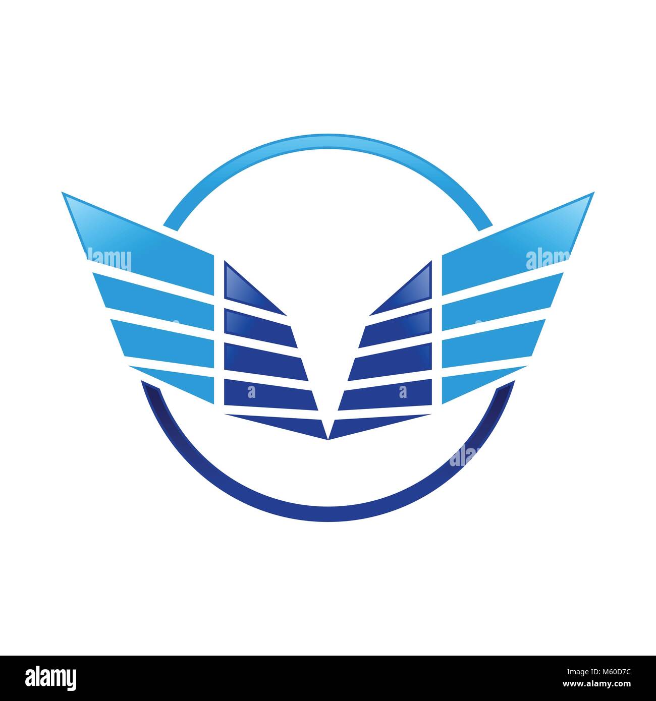 Résumé Sharp Wings Ring symbole bleu Logo Design Illustration de Vecteur