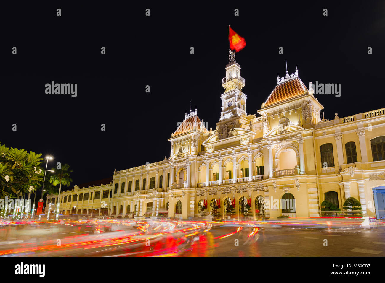 Ho Chi Minh Ville la nuit Banque D'Images
