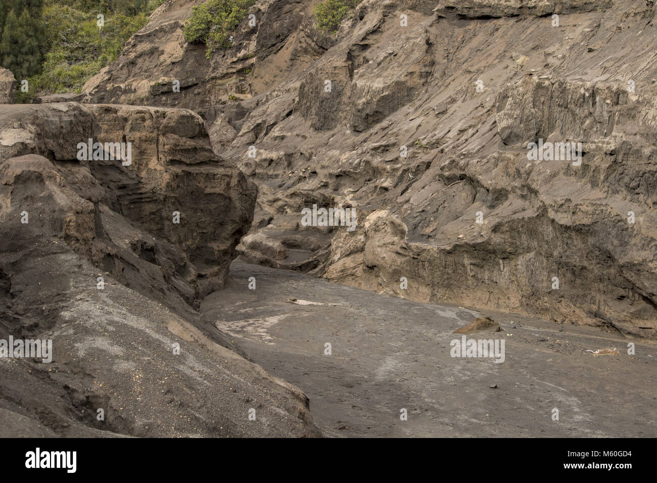 Le Mont Bromo, Java est, Indonésie, réserve naturelle protégée depuis 1919. La façon de visiter le Mont Bromo de Cemoro Lawang est village. Banque D'Images