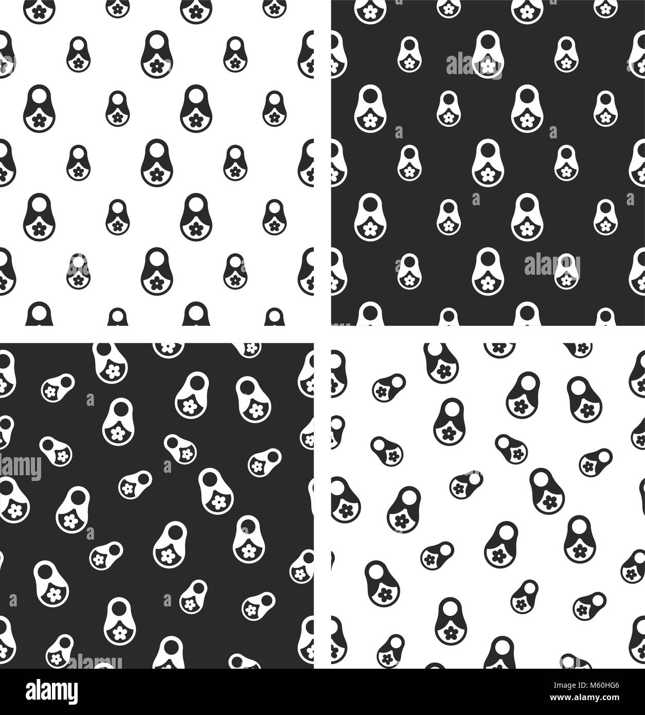 La nidification ou poupée russe Matryoshka Doll Seamless Pattern Set Illustration de Vecteur