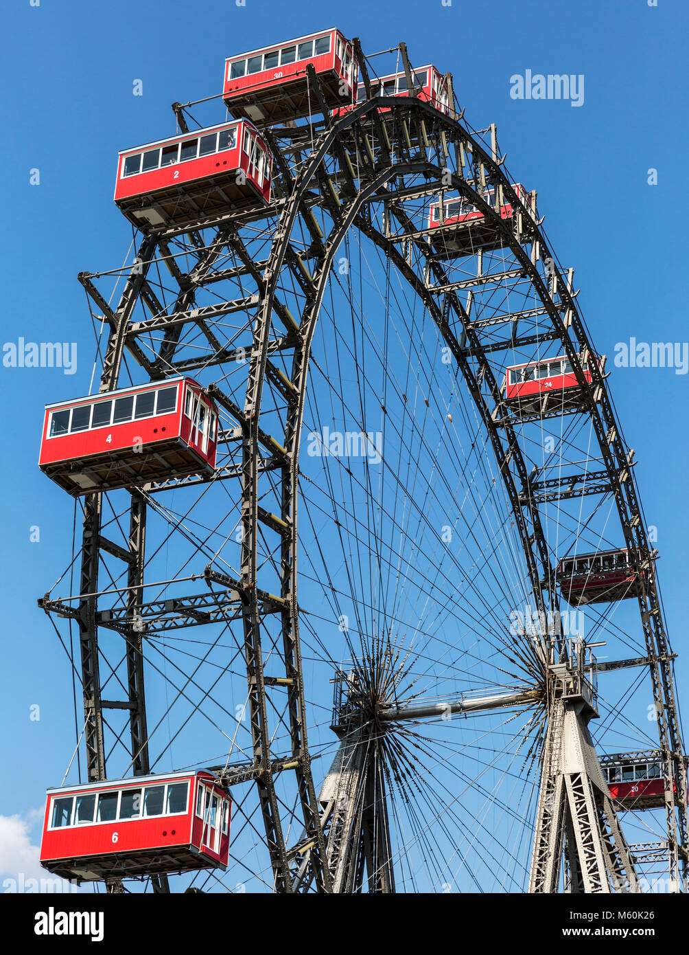Le Wiener Riesenrad grande roue du parc d'attractions Prater, Leopoldstadt, Vienne, Autriche Banque D'Images