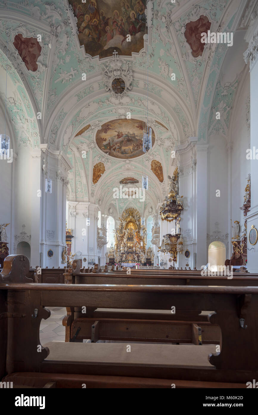 Nef et autel, église de pèlerinage de la Sainte Trinité, 1730-1739, Gößweinstein, Gössweinstein, Gossweinstein, Franconia, Bavaria, Germany Banque D'Images