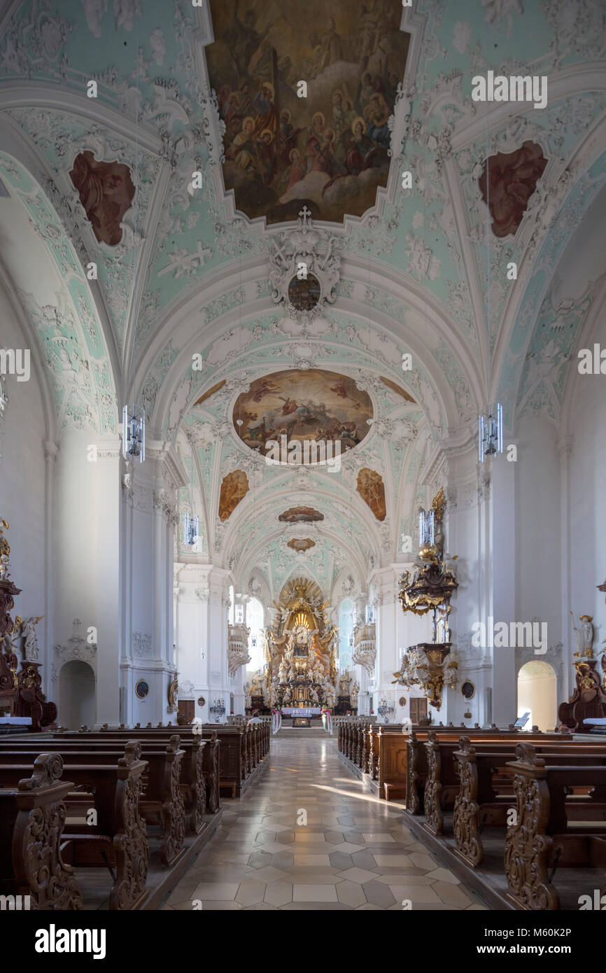 Nef et autel, église de pèlerinage de la Sainte Trinité, 1730-1739, Gößweinstein, Gössweinstein, Gossweinstein, Franconia, Bavaria, Germany Banque D'Images