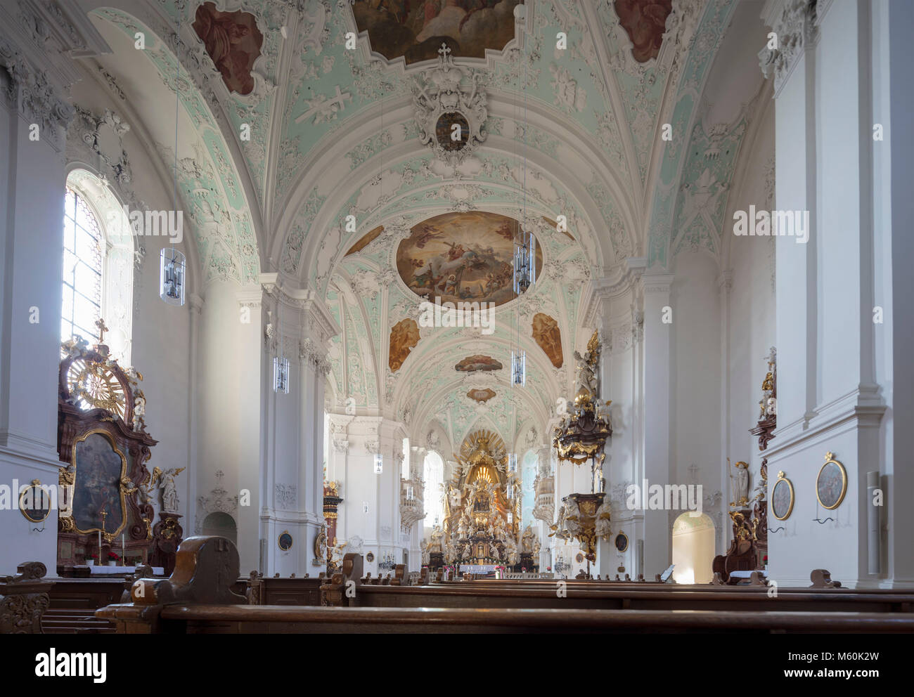 Nef et autel, église de pèlerinage de la Sainte Trinité, 1730-1739, Gößweinstein, Gössweinstein, Gossweinstein, Franconia, Bavaria, Germany Banque D'Images