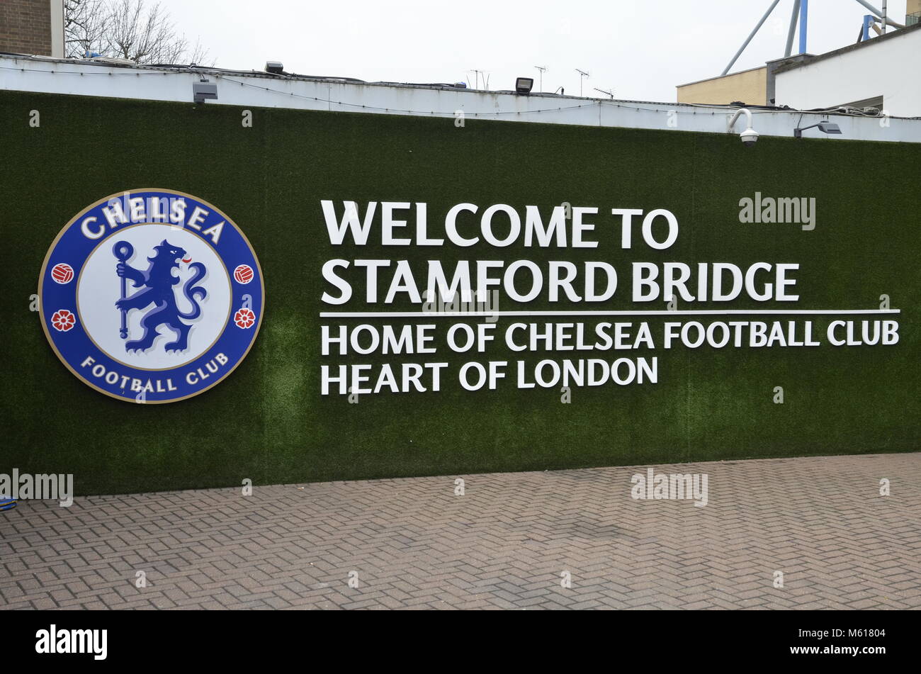 Bienvenue à un stade de Stamford Bridge dans l'ouest de Londres, accueil de Chelsea Football Club de la Premier League anglaise Banque D'Images