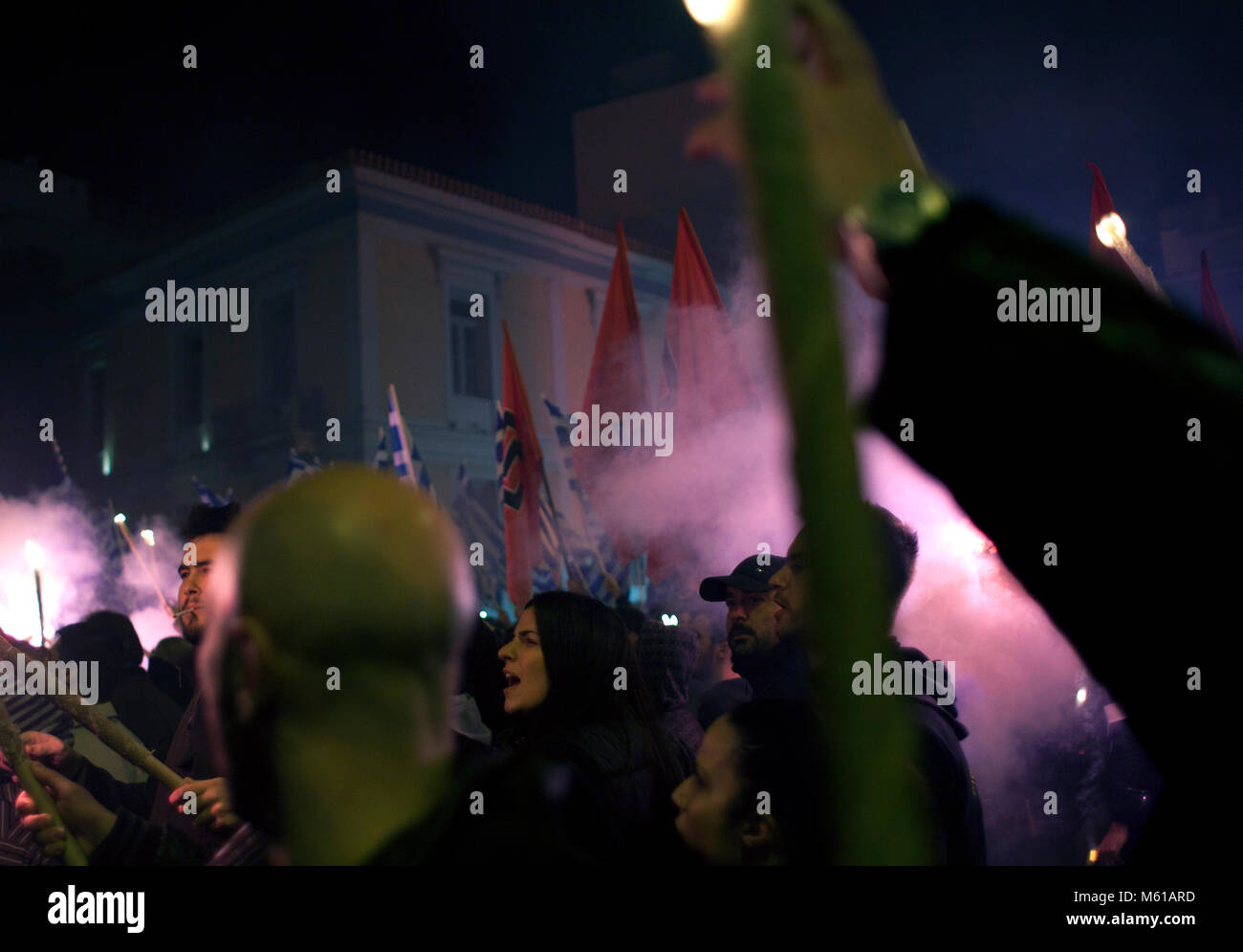 - 02/02/2013 - Athènes - l'extrême droite Aube dorée, le parti nationaliste a organisé un événement pour commémorer la mort de trois soldats grecs au cours de la crise de l'Imia retour en 1996. Athènes, le 2 février 2013 - Stefania Mizara / Le Pictorium Banque D'Images