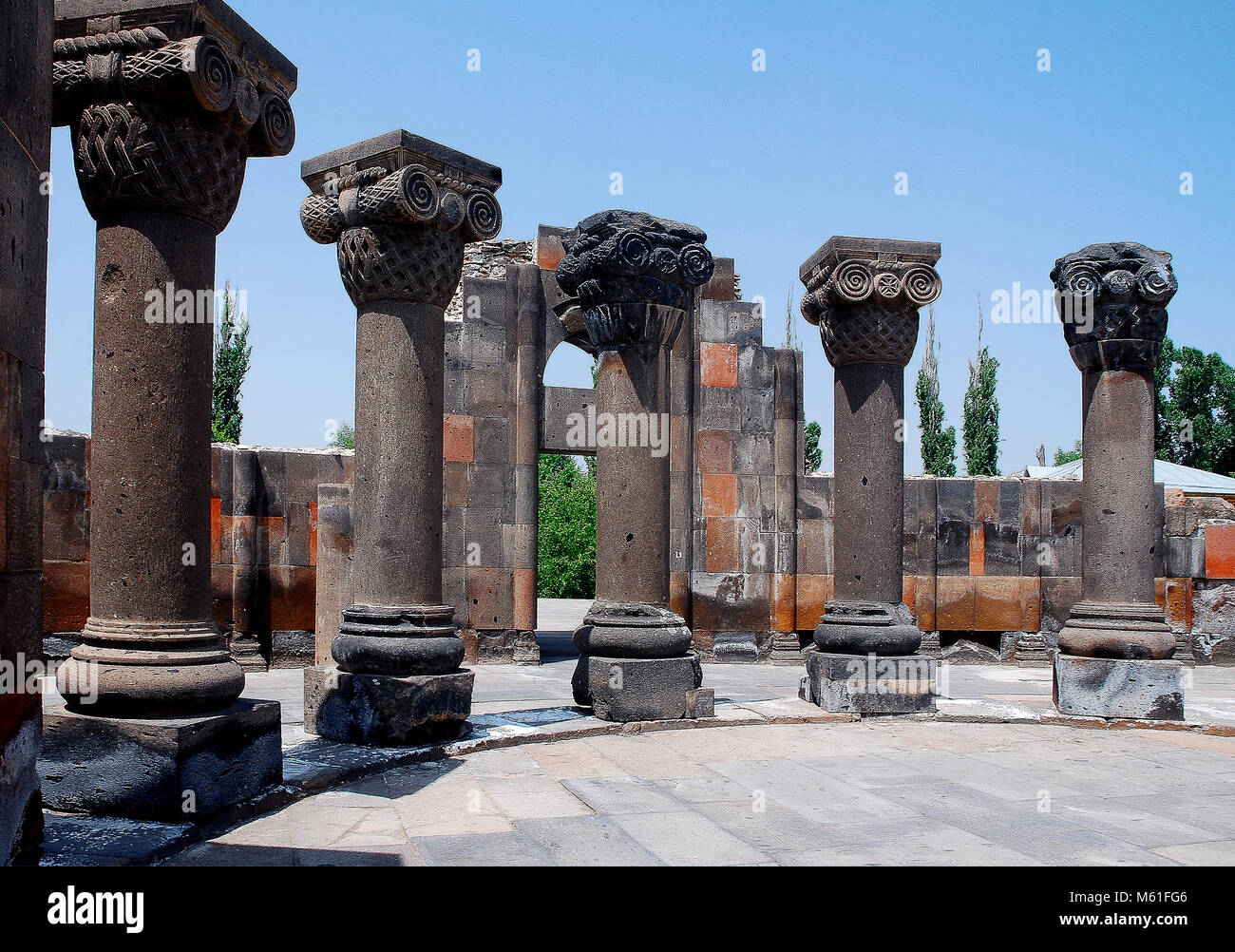 Armeniai Vagharshapat (Echmiadzin) ruines du temple de Zvartnots Banque D'Images