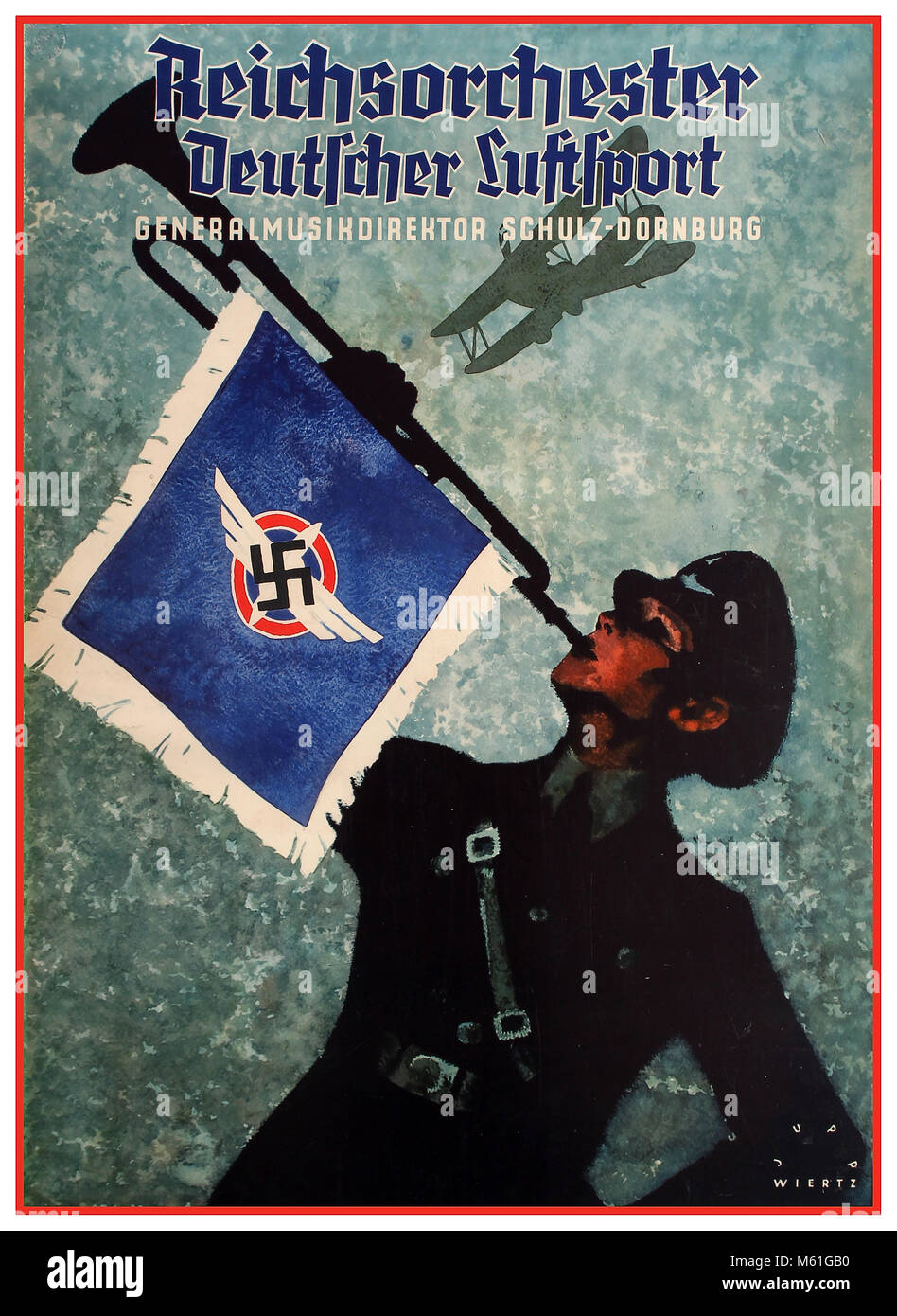 Affiche de propagande nazie de 1930 - Français Airforce Reichs Orchestra Poster par Jupp Wiertz. Allemagne REICHSORCHESTER DEUTCHER LUFTSPORT Banque D'Images