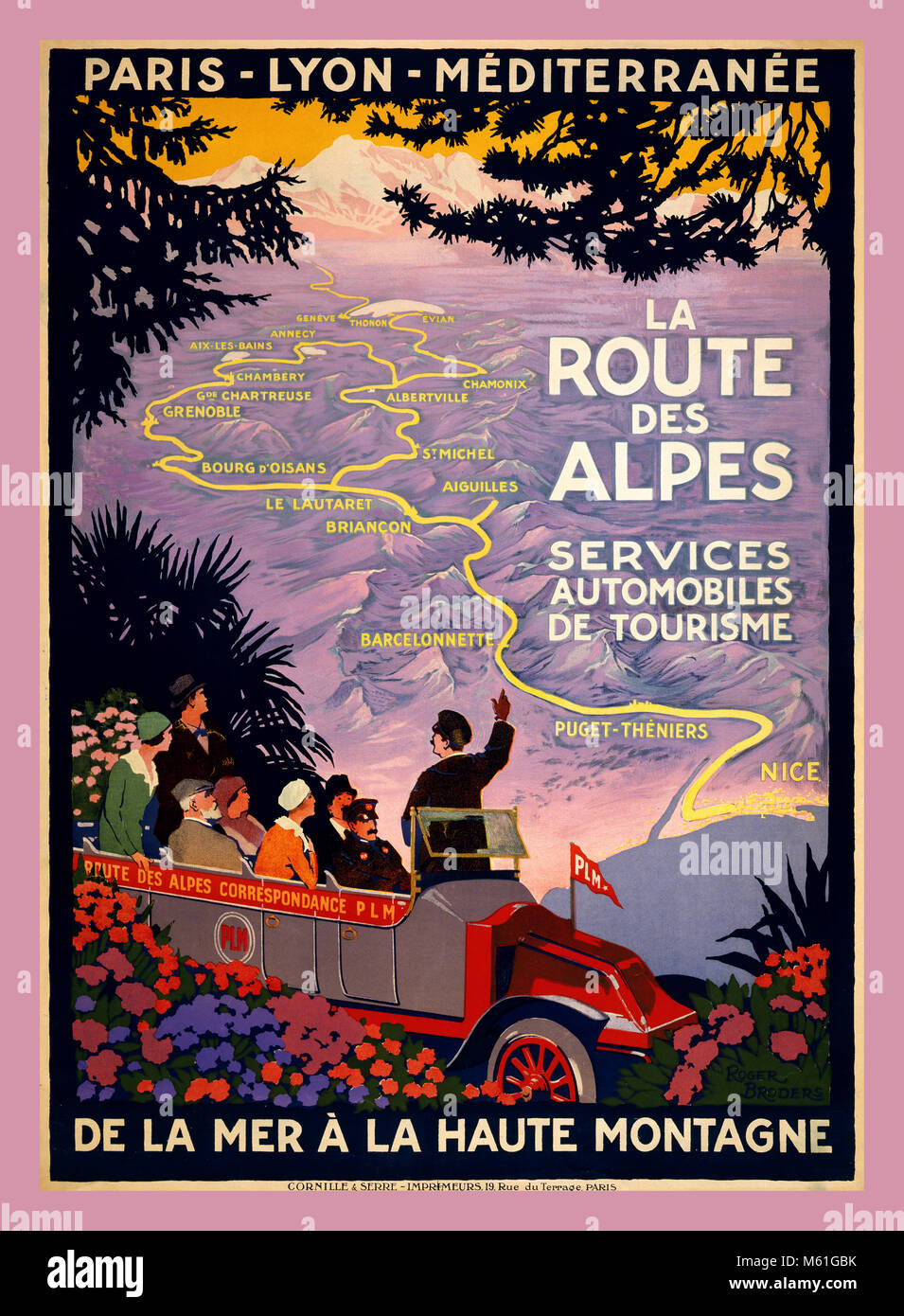 1920 La route des Alpes Vintage poster français La France Banque D'Images