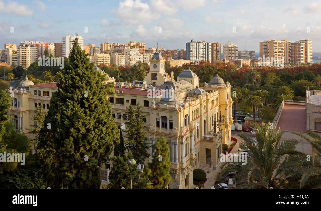 Vue de Malaga, en Espagne, de l'intérieur de la forteresse Alcazaba Banque D'Images