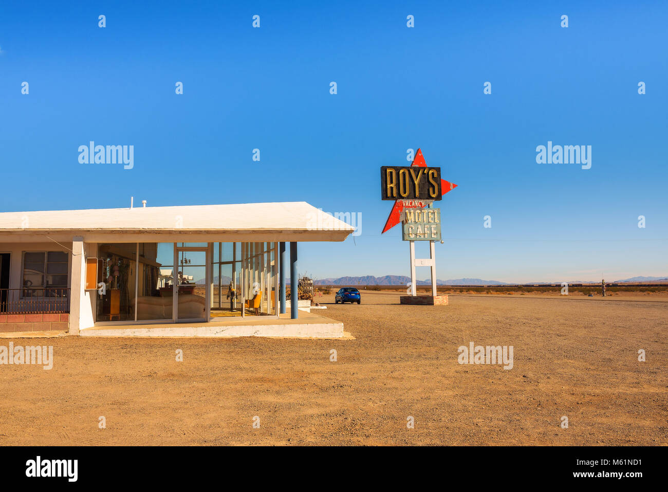 Roy's motel et café sur la Route 66 Banque D'Images