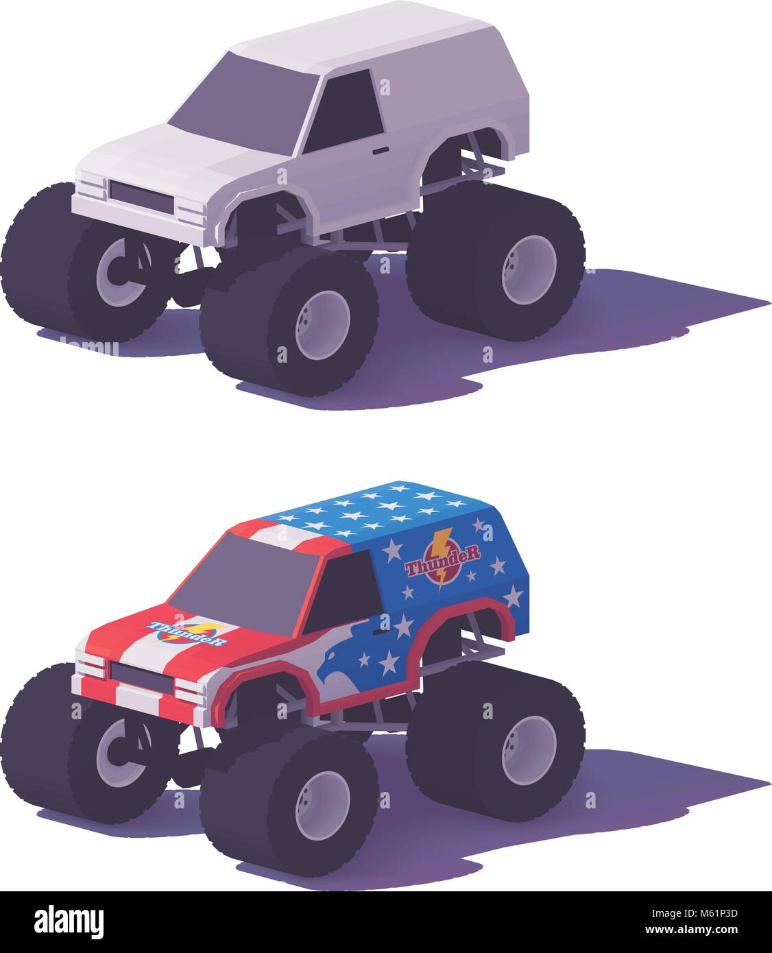 Vector poly bas monster truck Illustration de Vecteur