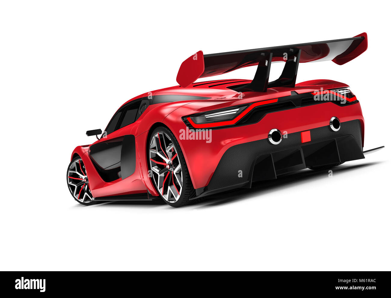 Arrière d'une voiture rouge sport personnalisé : 3D illustration Banque D'Images