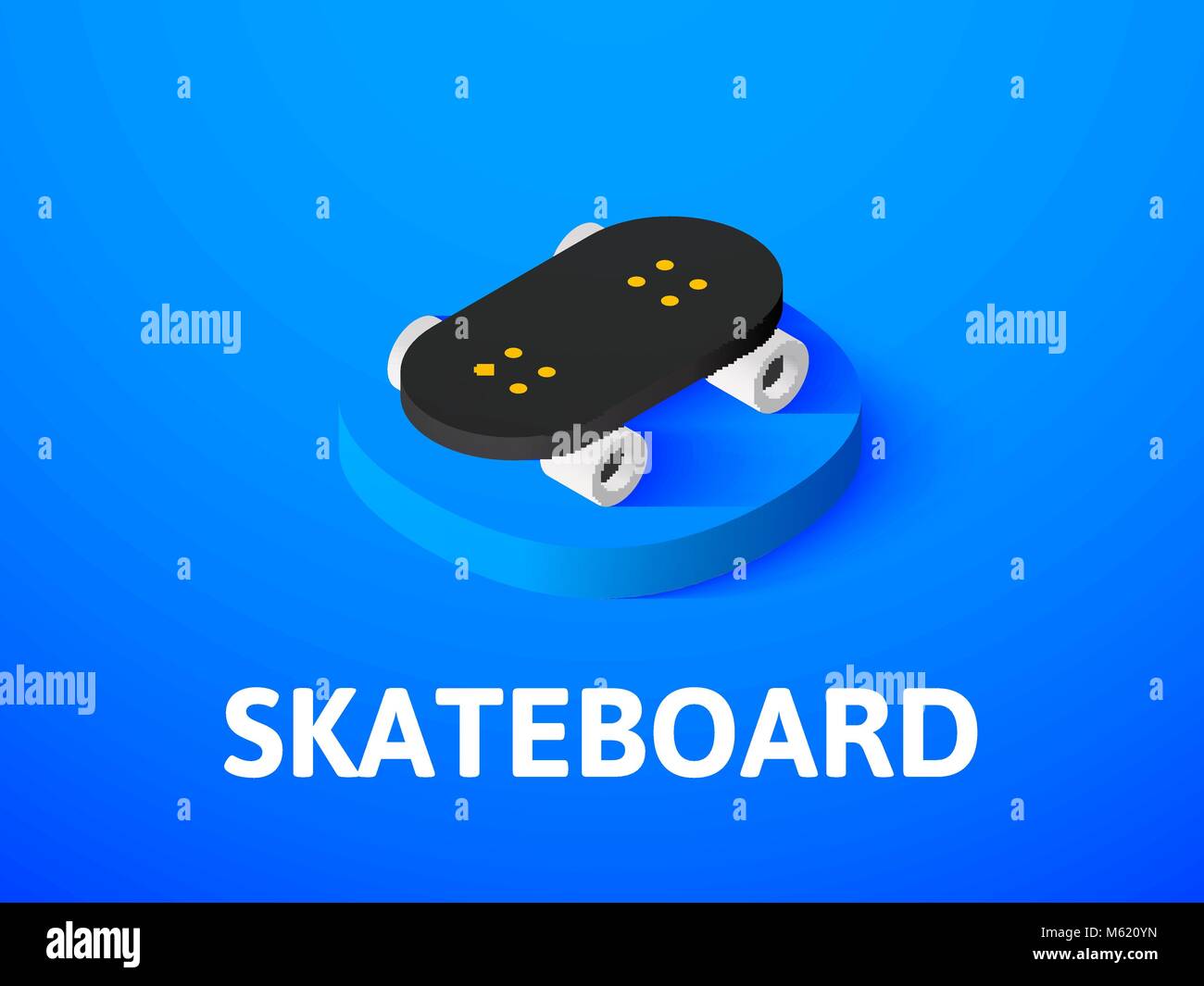 Skateboard icône isométrique, isolée sur un fond de couleur Illustration de Vecteur