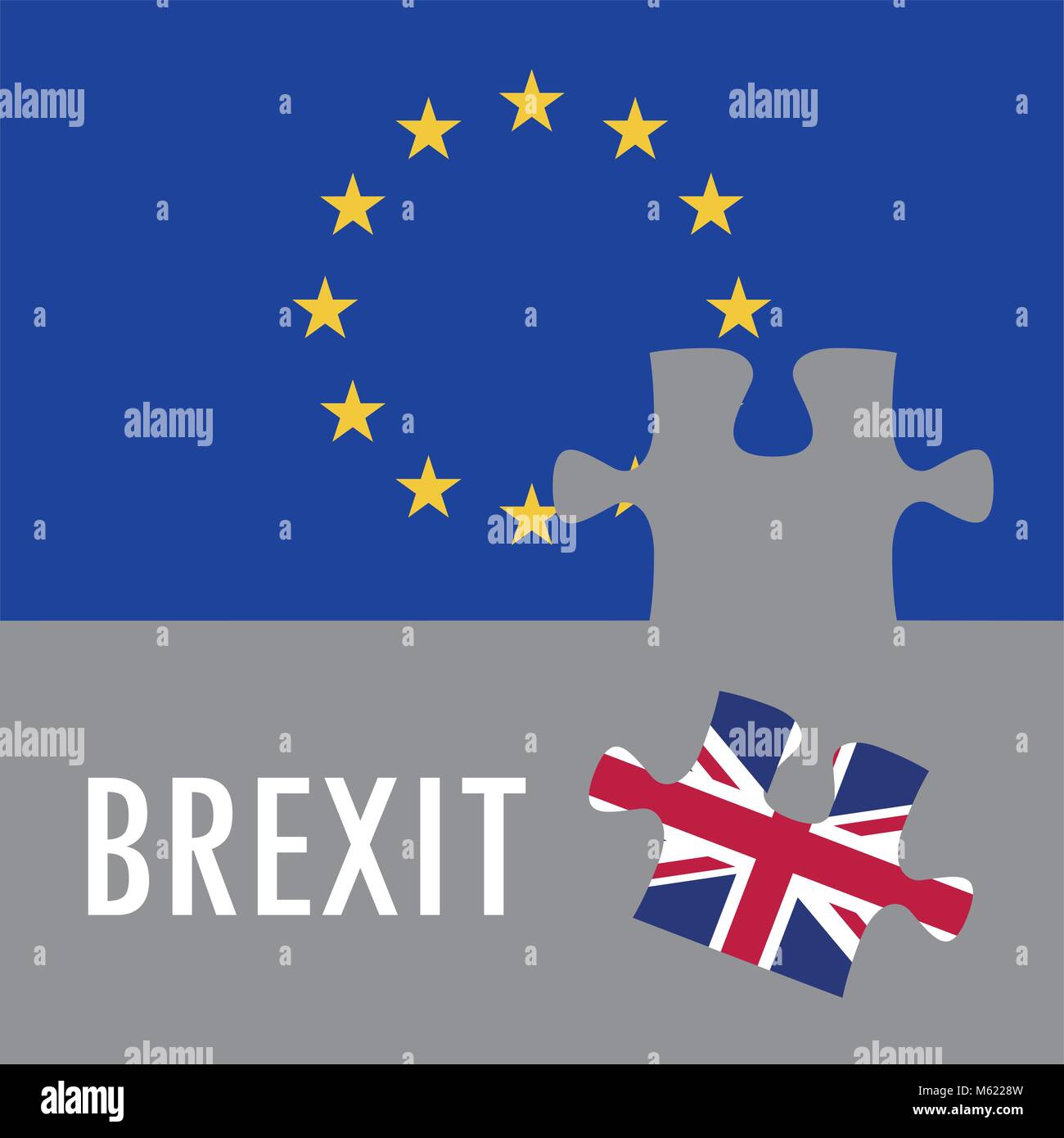 Puzzle Brexit concept. Drapeau de l'Union européenne et britannique , référendum. Fond d'illustration vectorielle. Illustration de Vecteur