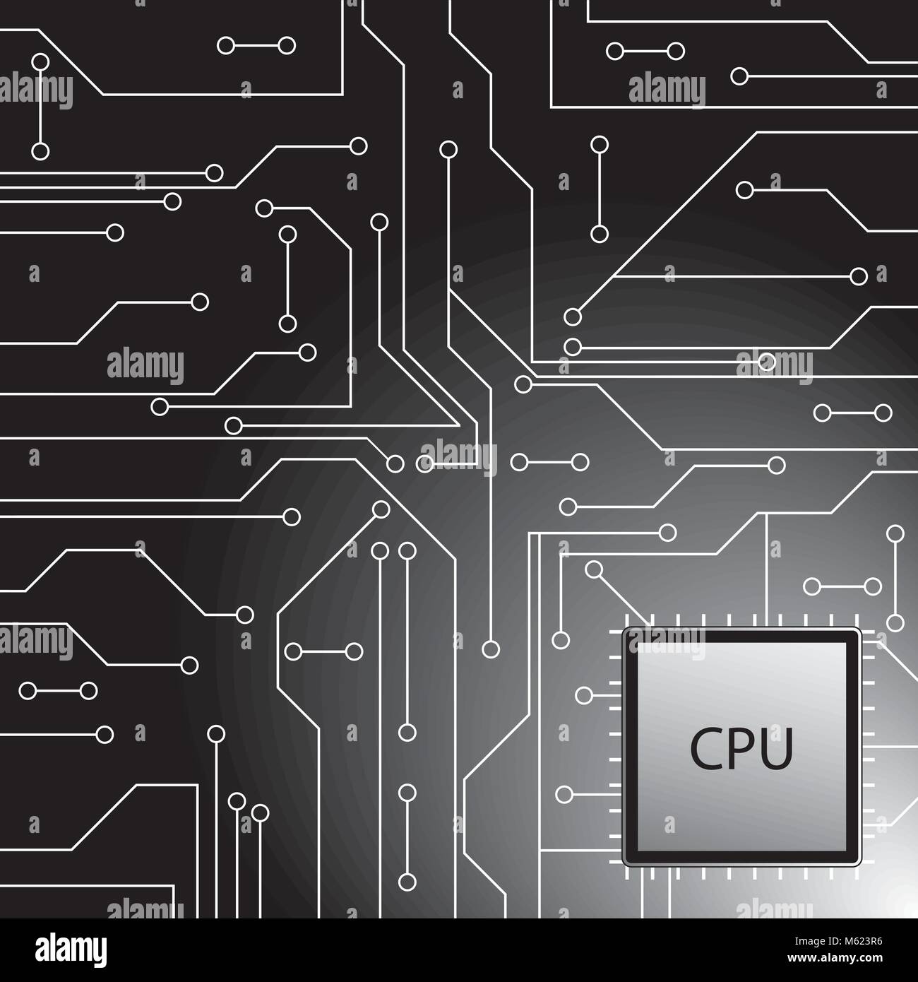 Cpu. Microprocesseur. Microchip. Carte de circuit imprimé. Vector illustration. Illustration de Vecteur