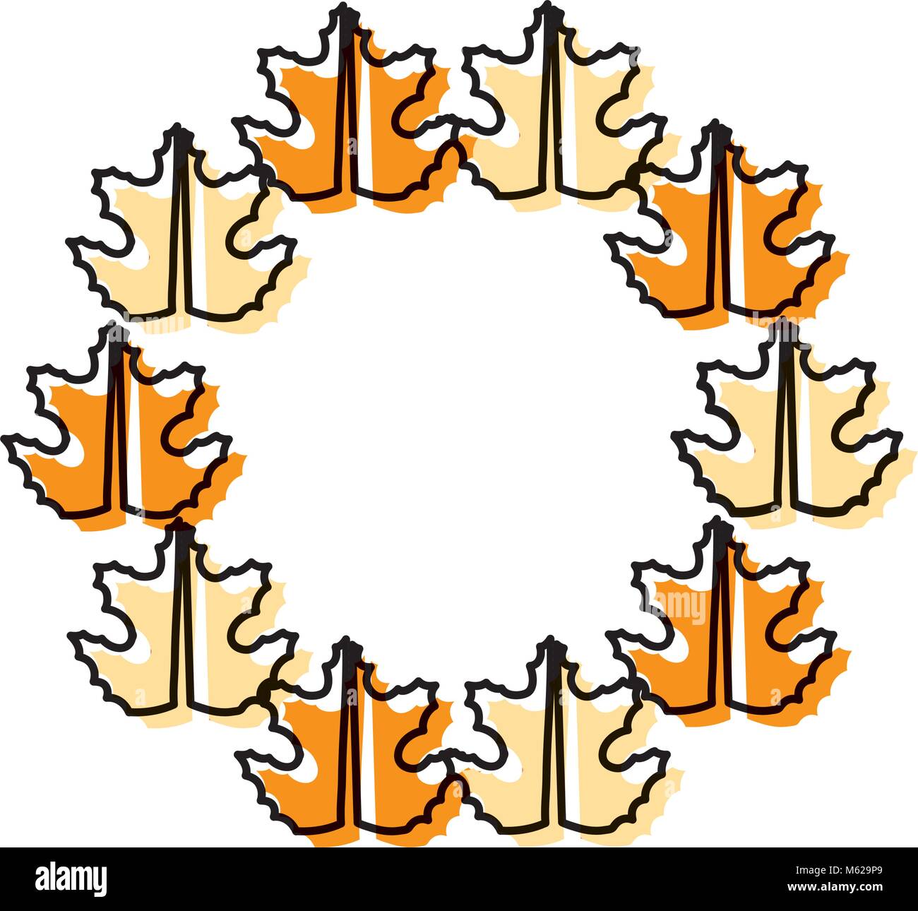 Guirlande décorative de feuilles sèches icône sur fond blanc vector illustration Illustration de Vecteur