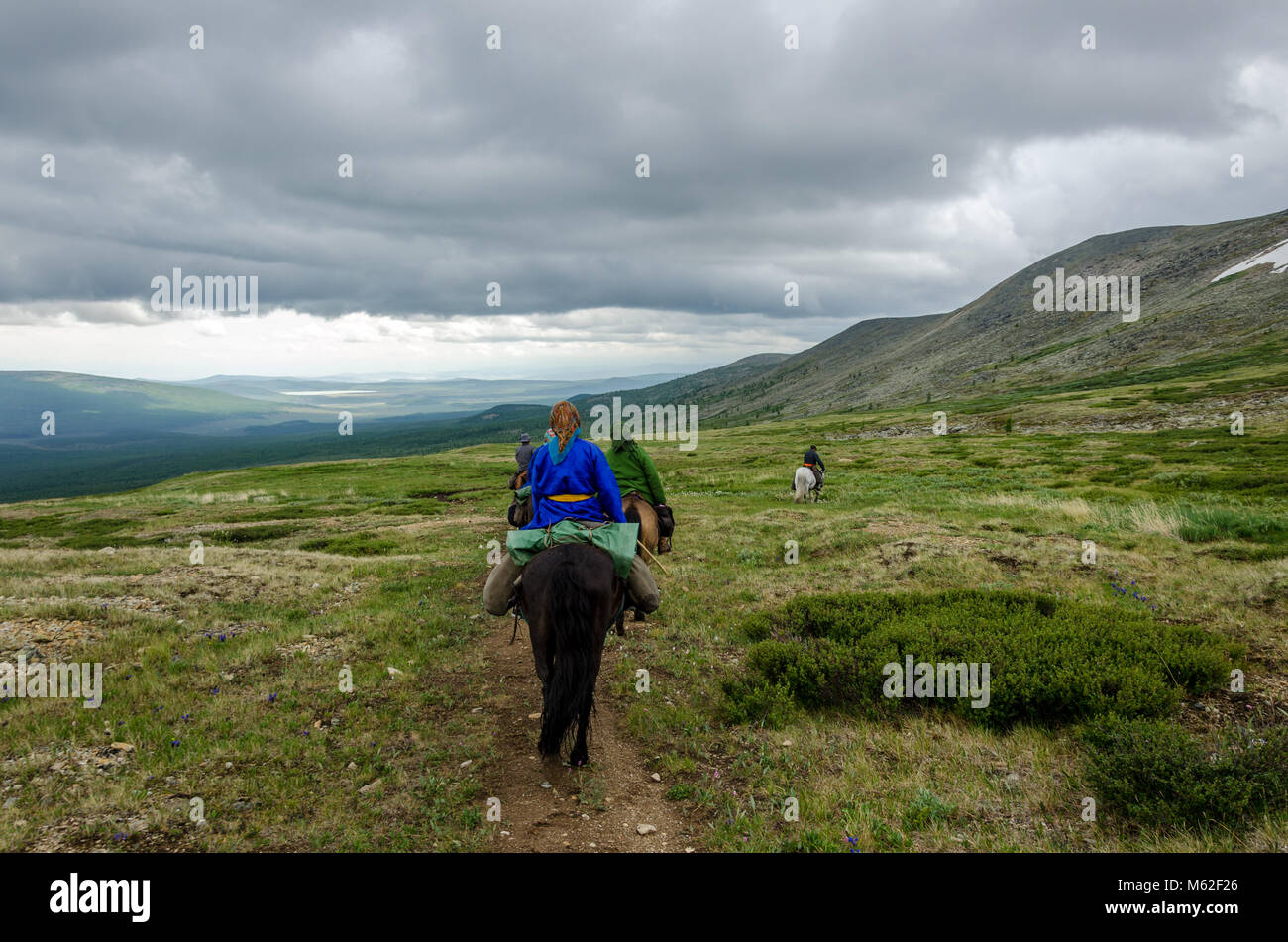 La vie Tsaatan, gardien de rennes, Tsaaganuur, Mongolie Banque D'Images