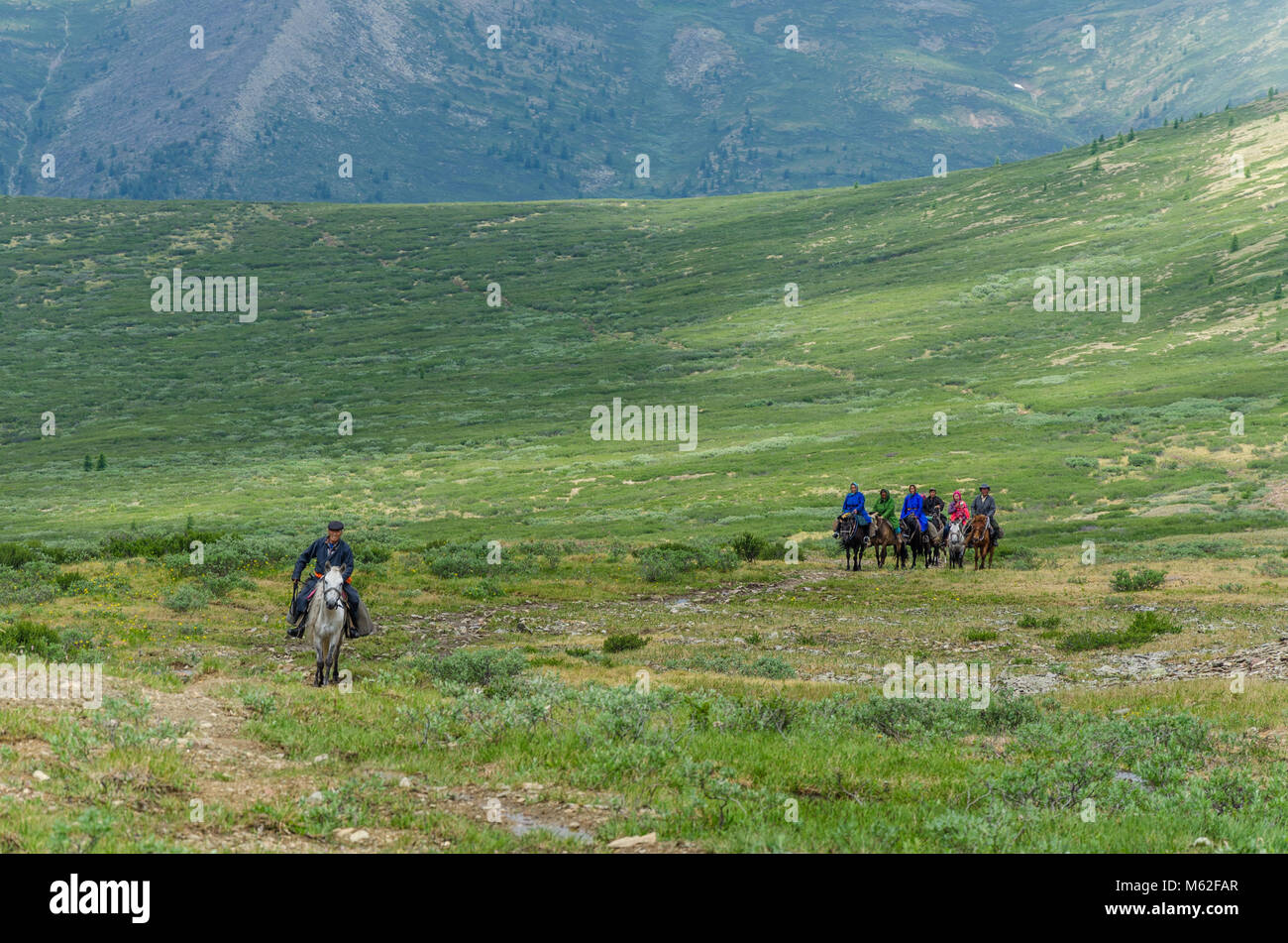 La vie Tsaatan, gardien de rennes, Tsaaganuur, Mongolie Banque D'Images