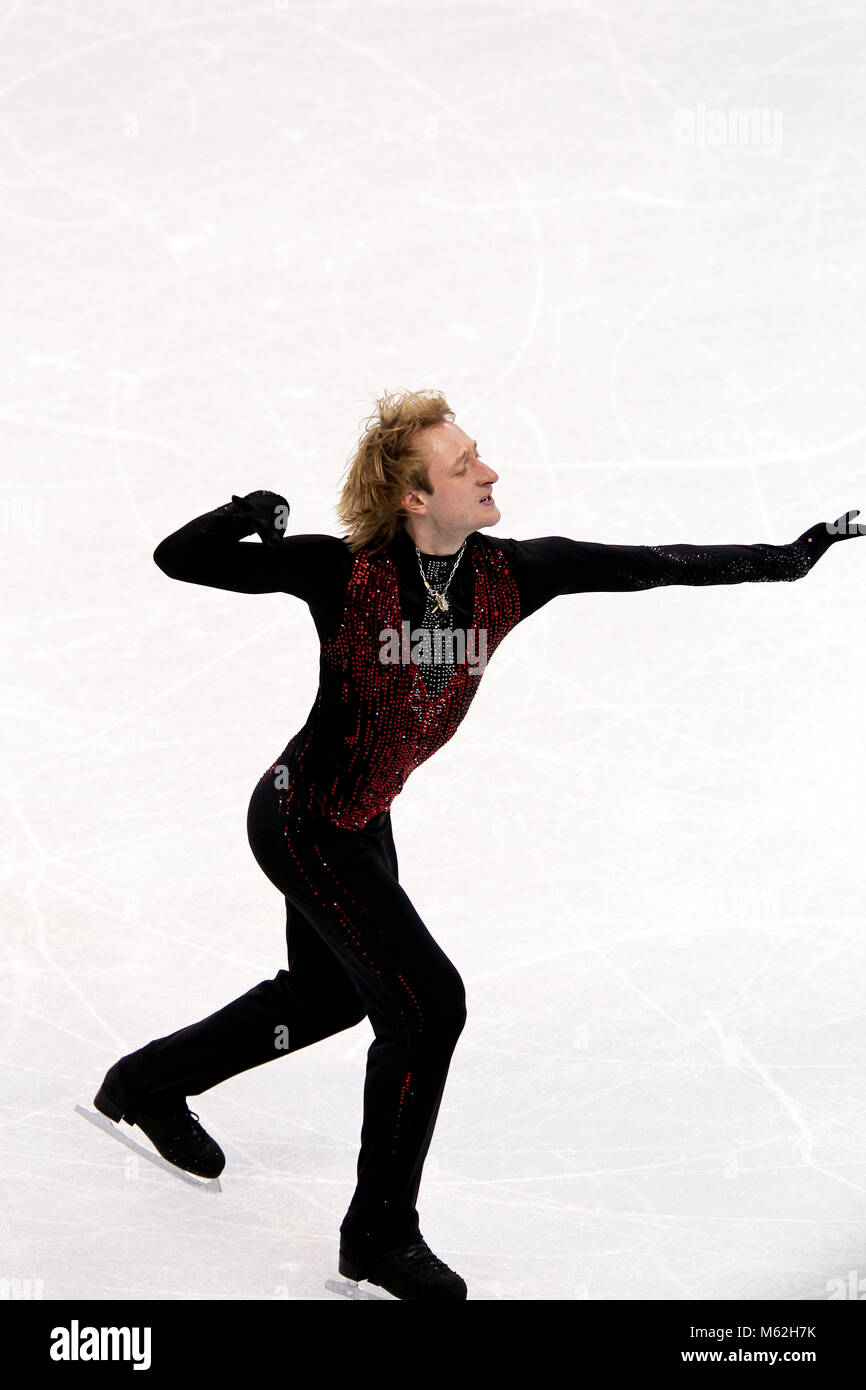 Evgeni Plushenko de la République russe durant les Jeux olympiques de patinage libre Hommes au Pacific médaille d'argent derrière Evan Lysacek des États-Unis qui a remporté la médaille d'or. Banque D'Images