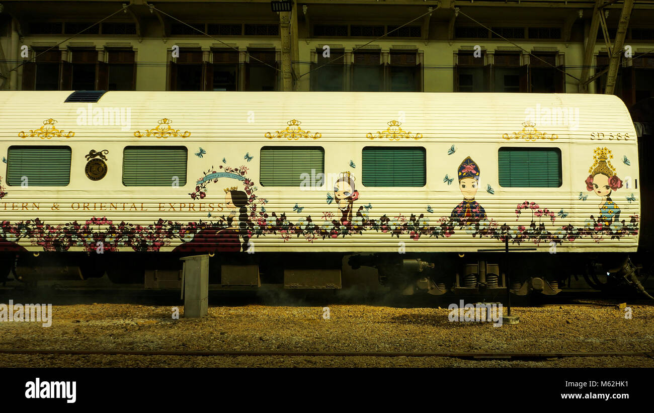 BangkokI, THAÏLANDE - 13 Février, 2018 : l'Eastern & Oriental Express Trains De Luxe,Bangkok à Singapour en Hua Lamphong railway station Banque D'Images