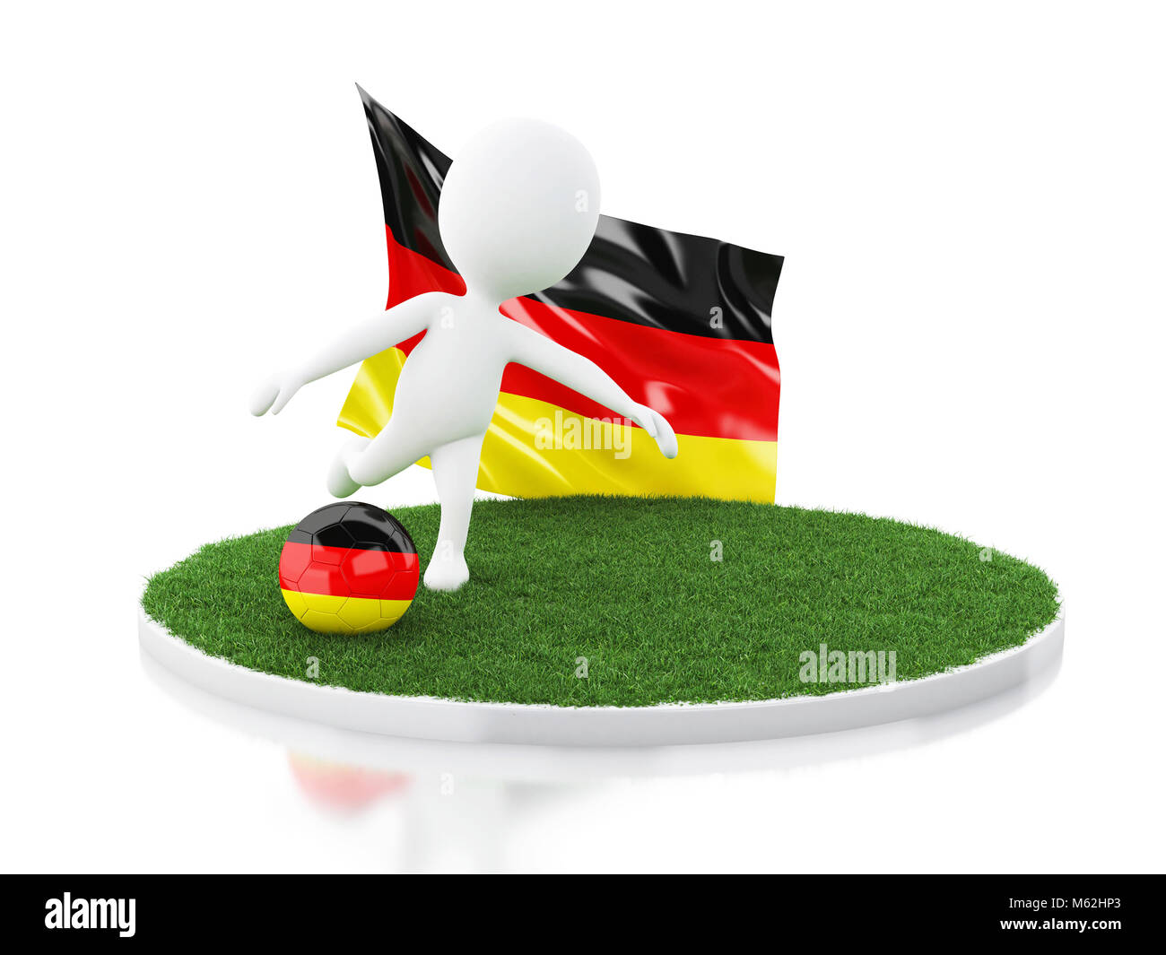3d illustration. Ballon de soccer avec l'Allemagne drapeau sur l'herbe. Concept sportif. Isolé sur fond blanc. Banque D'Images