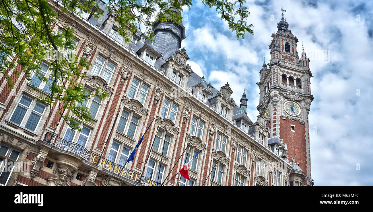 Le beffroi de la Chambre de Commerce - Lille, Nord de la France Banque D'Images