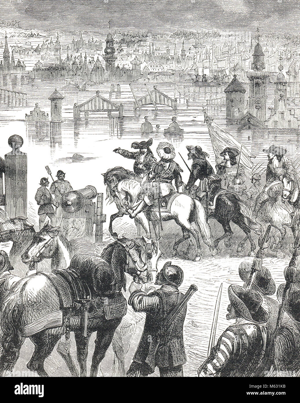 L'inondation de la ligne de l'eau néerlandais, 8 juin 1672, la guerre de Hollande, l'année Catastrophe Banque D'Images