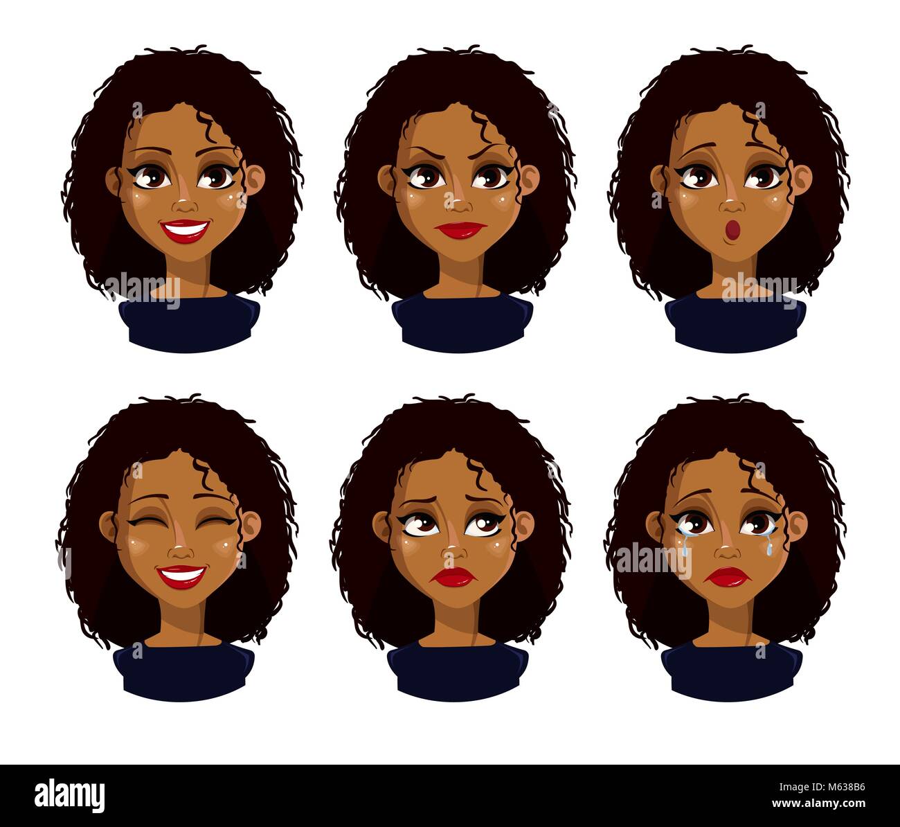 Les expressions du visage femme africaine avec les cheveux foncés — free download