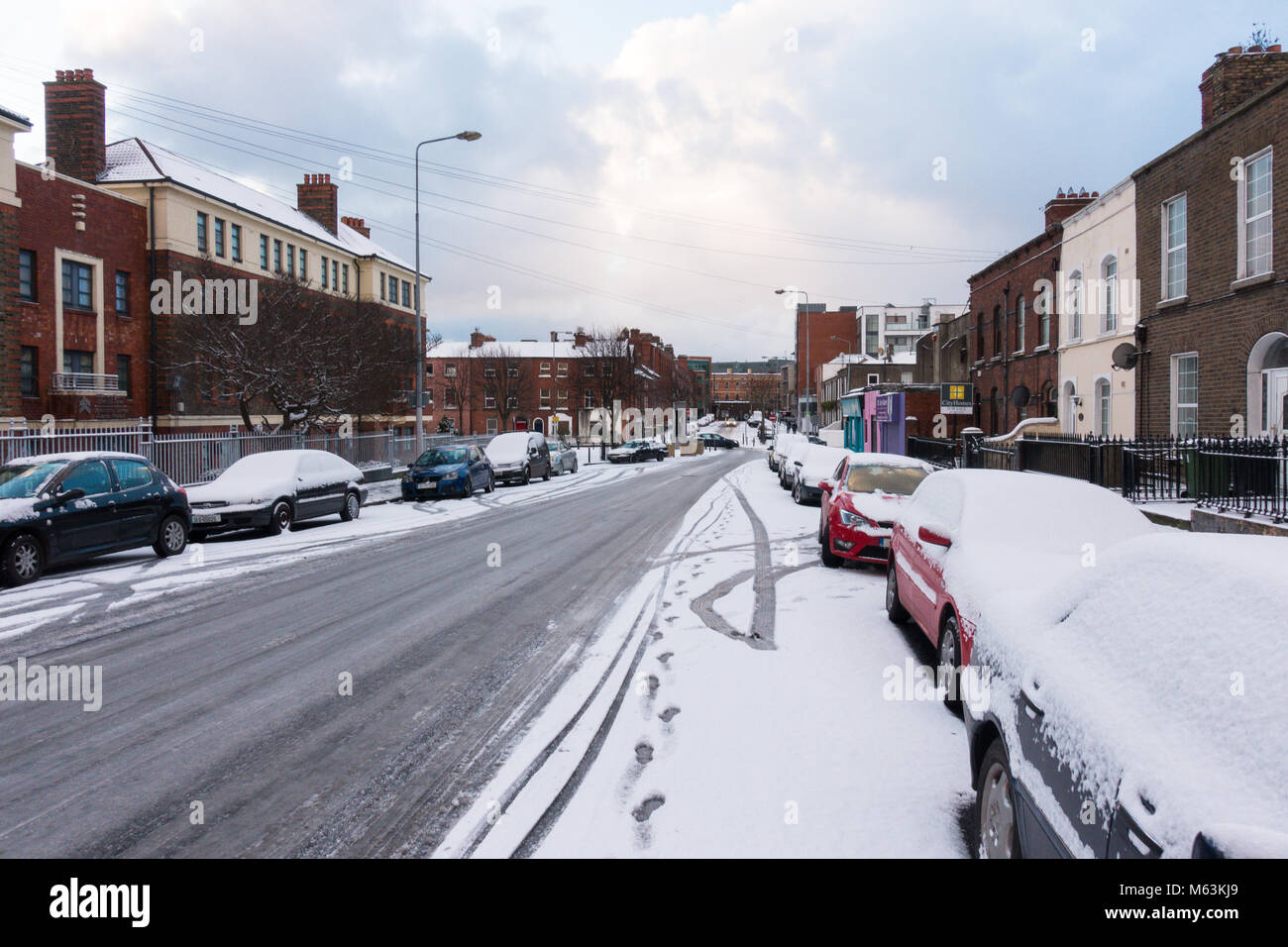 La neige dans la ville de Dublin, l'hiver de l'est bête '' en Irlande 2018 Banque D'Images