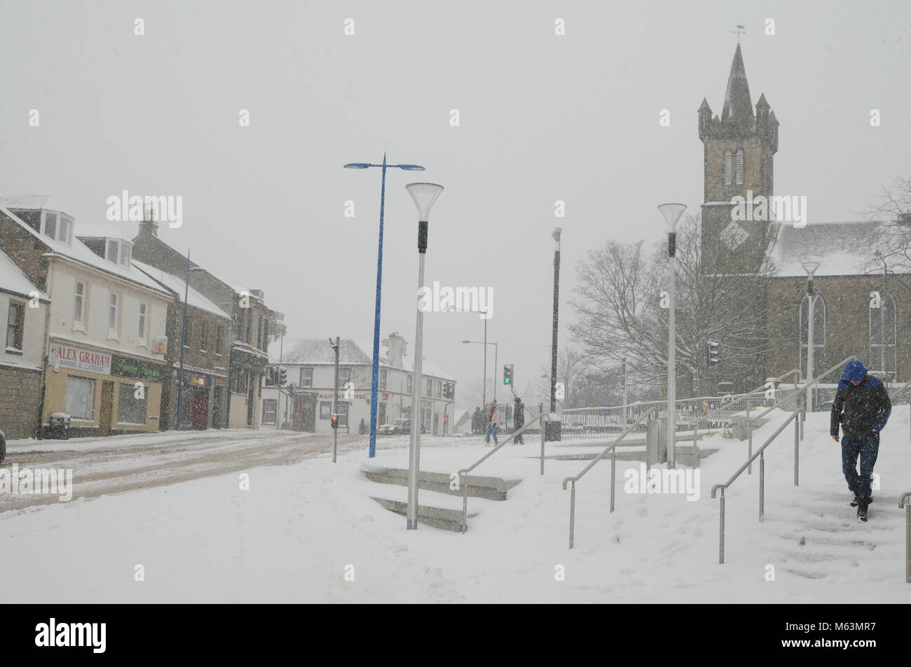 Denny, Ecosse, Royaume-Uni. 28 Février, 2018. Denny Cross sous la neige Photo : Andrew McKenna/Alamy Live News Banque D'Images