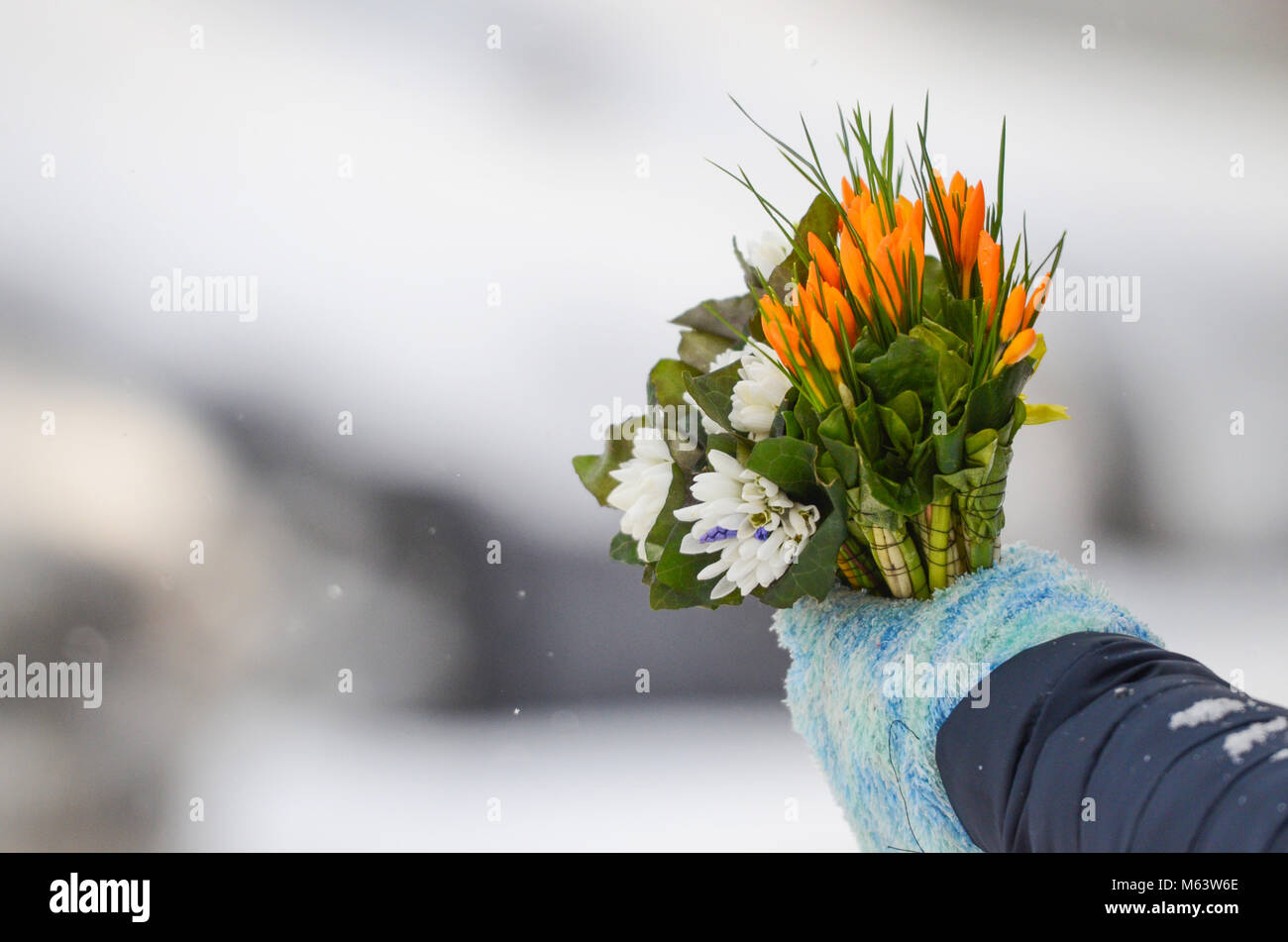 Bucarest, Roumanie. 28 Février, 2018. Vie quotidienne à Bucarest après de fortes chutes de neige et de froid au cours des derniers jours. Credit : Alberto Grosescu/Alamy Live News Banque D'Images