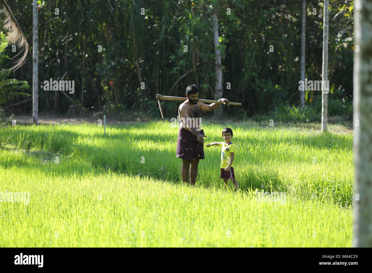 Agriculteur avec sa vie Banque D'Images