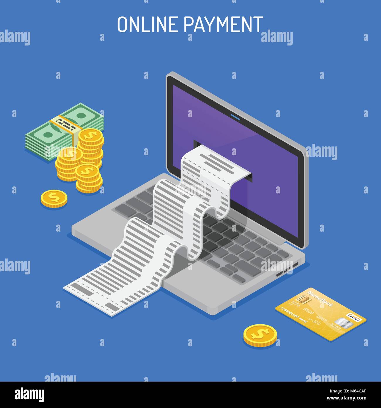 Les achats sur Internet et les paiements en ligne Concept Illustration de Vecteur