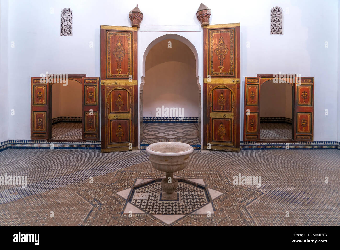 Innenraum im Palast von Bahia, Marrakech, Königreich Marokko, Afrika | Palais Bahia intérieur, Marrakech, Royaume du Maroc, l'Afrique Banque D'Images