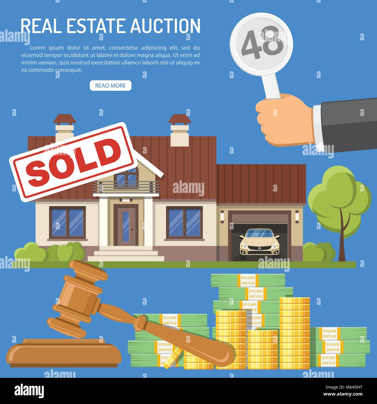 Immobilier vente aux enchères Illustration de Vecteur